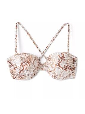 🌻NEW w/tag Shade & Shore Snakeskin Print Shirred Underwire Bikini Top Size 38DD